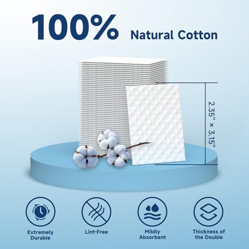 Cotton Pads, 100% Pure Cotton and Lint Free, 200 Count. Cotton Rounds for Face, Natural for Makeup Remover, Nail Polish Remover, Suitable for All Skin Types (200 Count (Pack of 1)