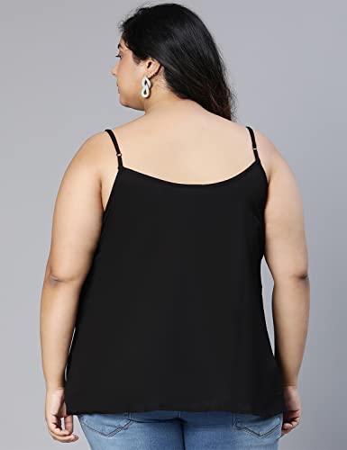 Image of oxolloxo Women Plus Size Solid Shoulder Strap Polyester Top