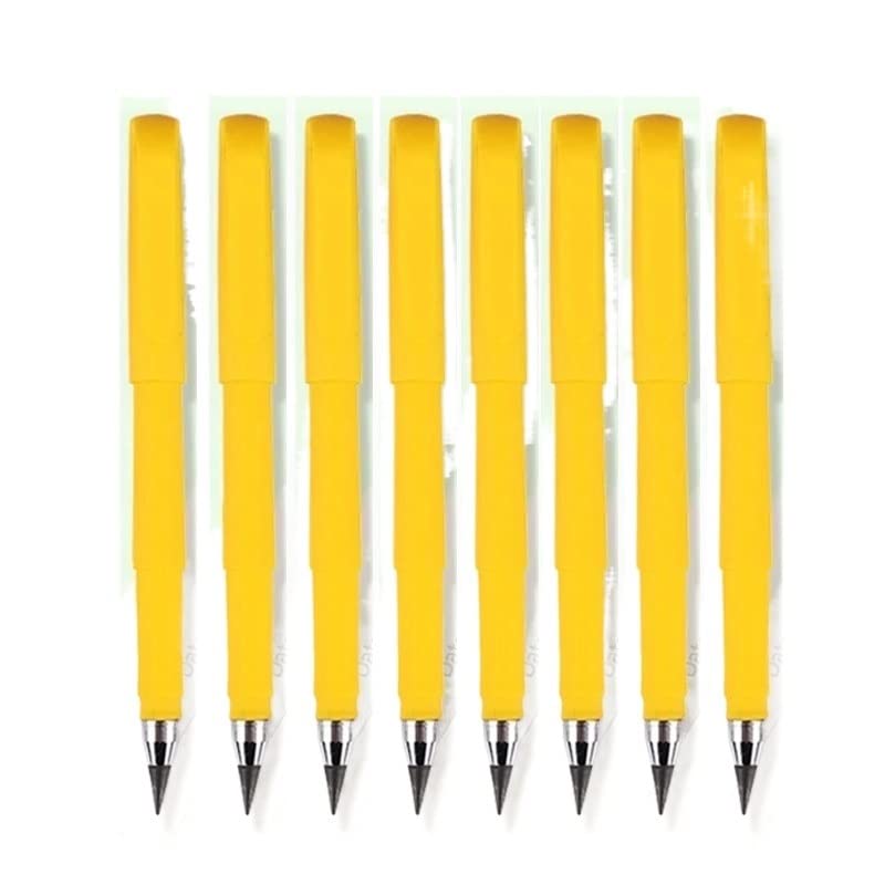Ołówki 8 szt. Kreatywny Wieczny Długopis Nieograniczony Ołówek Bez Atramentu Zmazywalny do Rysowania SchoolKawaii Artykuły Papiernicze (8 szt. Zielony) (8 szt. Żółty)