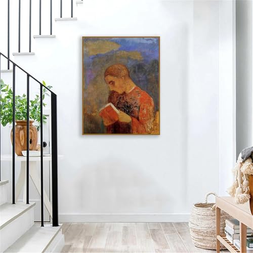 Poster Célèbre Impression sur Toile Odilon Redon avec Cadre en Teck Noble - 4