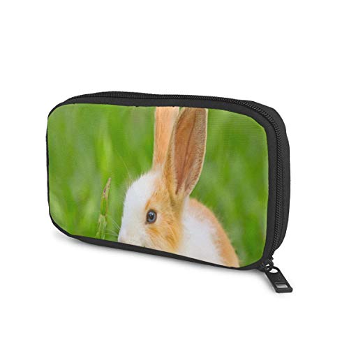 Travel Electronics Gadget & Cable Organizer Bag Little Rabbit Sitting Bunny Electronic Organizer Double Layer Universal Cable Case Cord Accessories Storage Bag for Phone, Charger, USB, SD Card