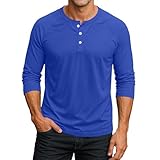 【Camiseta Hombre Otoño Liso】Camiseta Hombre otoño, cuello Henri, mangas 3/4, botones. Perfecto para deportes, trabajo y ocio. Estilo casual y elegante. Diseñado para condiciones otoñales.