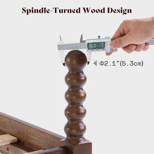 Image of AMERLIFE King Solid Wood Bed with Bobbin Spindle Headboard, Dark Walnut