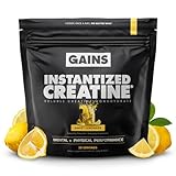 Gains in Bulk Instantized Creatine Monohydrate for Women and Men, Soluble Pre Workout Powder, Supports Muscle Building, Strength and Performance, Bodybuilding Supplements, Sweet Lemonade, 30 Servings