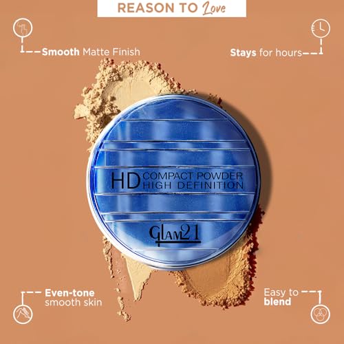 Image of Glam21 inch2 In 1 inch HD Compact Powder | Oil-Free Formula | 12 Hrs Long-Lasting Freshness | Natural Matte Finish | Smooth, Lightweight & Buildable Coverage for Daily Face Makeup, 18gm- Fairy Tale -01