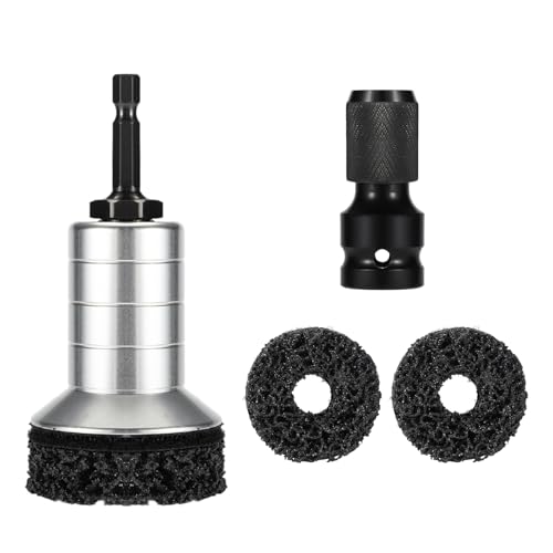 Sinbana Radnaben-Reinigungsset, Bremsbolzen-Oberflächenreiniger Inklusive 1 Reinigungskopf 1 Adapter und 3 Pads Passend für 1/2-Schlagschrauber und Bohrmaschinen