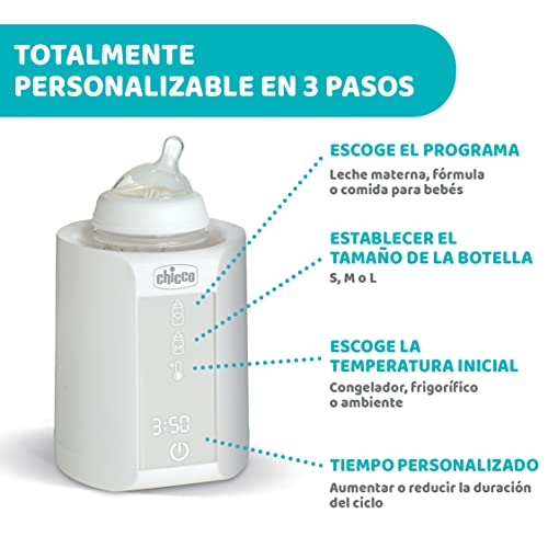 Chicco Calienta Biberones Y Esterilizador, Calentador de Alimentos y Biberones para Bebés con 27 Programas, Calienta a la Temperatura Óptima, con Temporizador y Descongelación, Apto Potitos - Blanco - imagen 7