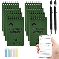 Jiayaus 8 Stück Wasserdichte Notizblock, 3 x 5 Zoll Pocket Notizbuch Allwetter Notizblöcke mit Top-Spirale, Taschennotizblock 2 Stift und Indexaufkleber, Field Notes für Aktivitäten im Freien Militär