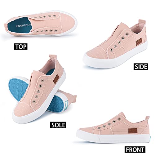 JENN ARDOR Womens Fall Slip On Fashion Sneakers No Laces Comfortable Casual Low Canvas Sneakers Flats Walking Shoes Pink — view 3
