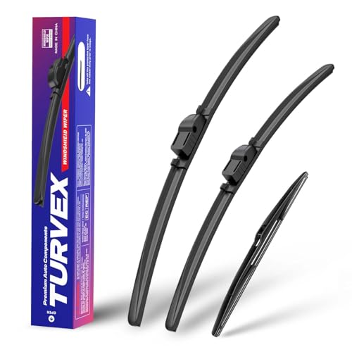 TURVEX Wiper Blades for Ford Focus Hatchback MK2 Mar 2006 to Jan 2011, Complete Front Window Wiper and Rear Wiper Set, 26" 17" 6" Windscreen Wipers Blade Set - Quiet & Easy Installation (2+1)