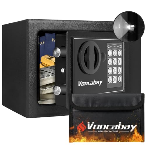 Voncabay Money Safe Box for Home with Digital Keypad, 0.23 Cu. Ft., Black