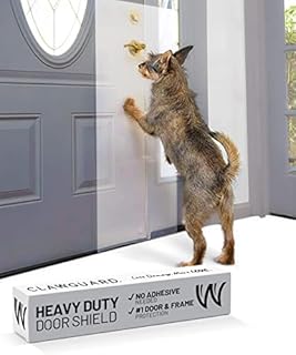 CLAWGUARD Heavy Duty Door Scratch Shield – 20x44 in. Door Scratch Protector Dog & Cat – Clear Wall, Frame & Furniture Cat Scratch Protectors