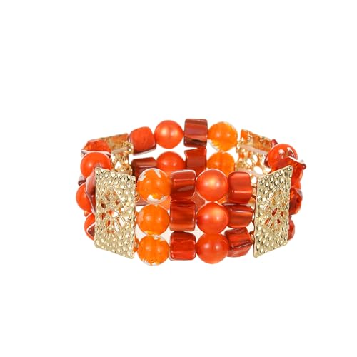 Chunky Natural Shell Stone Beaded Stretch Bracelet for Women, Classy Boho Jewelry Gift