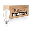 MASTERY MART 24 Pack E26 Led Bulb 60 Watt Equivalent, 5.5W Clear Edison Bulbs, Soft White 2700k, CRI 90+, 500 Lumen, Vintage ST58 led Light Bulb for Home Non-Dimmable