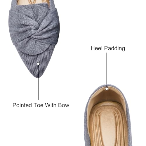 Image of HIULYCENCE Flats for Womens Pointed Toe Ballet Flats with Bow Comfortable Knit Dressy Flats