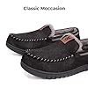 VeraCosy Men's Classic Moccasin Slippers Soft Faux Suede Memory Foam Closed-back Indoor House Shoes Black, 11 UK #2