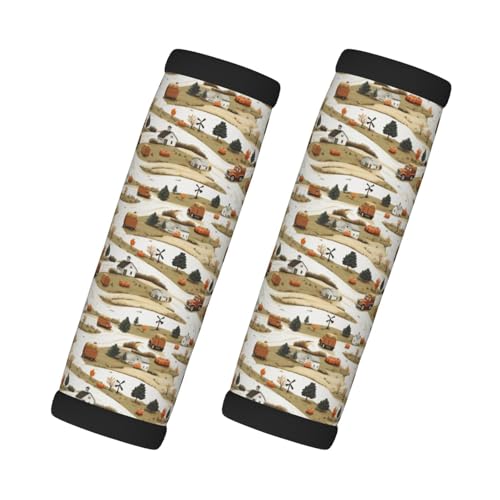 2 Pcs Luggage Handle Wraps for Suitcase - Fashion Rural Scenery Print Luggage Handle Covers, Suitcase Tags Identifiers for Suitcases, Travel Essentials for Flying Accessories