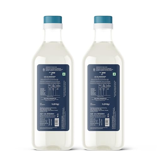 Image of JIVO Extra Virgin Coconut Oil 1 Litre | Multi-Purpose Cooking Oil | Ideal for Salad Dressing, Light Sauteing & Low-Heat Cooking | Zero Cholesterol & Trans Fat