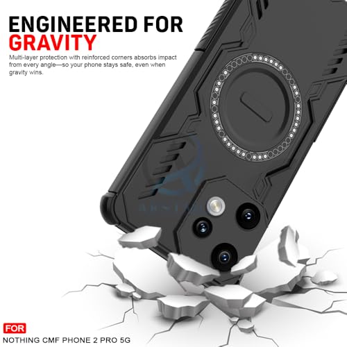 Image of AESTMO Back Case Cover for Nothing CMF Phone 2 Pro 5G | Magnetic Case with Built-in Metal Ring | Compatible with MagSafe Accessories | Shockproof Hybrid (PC + TPU, Black)