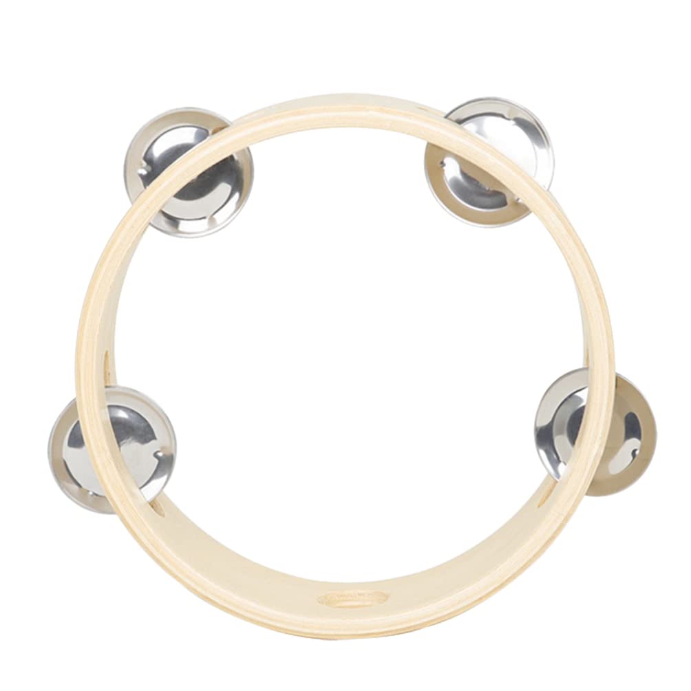 Buy Wooden Handheld Tambourine Jingle Bells Hand Held Percussion Drum