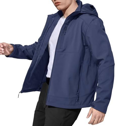Mens Jacket Waterproof Hooded Coats Tactical Soft Shell Jackets for Men