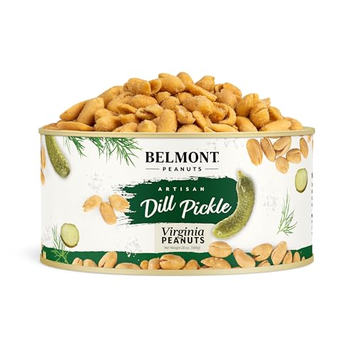 Image of Belmont Peanuts Artisan Dill Pickle Flavored Virginia Peanuts, 20 oz (1 Pack) - Only 3 Simple Ingredients, No Preservatives, 7g Protein - A Premium, Salty, Crunchy, Hand Seasoned Snack