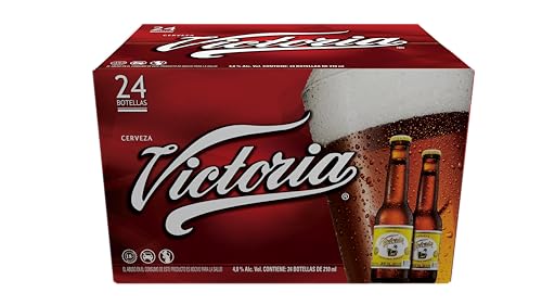 Cerveza Victoria tipo Viena 24 Botellas de 210ml, aroma a maltas y lúpulo, perfecta para acompañar toda la comida mexicana.