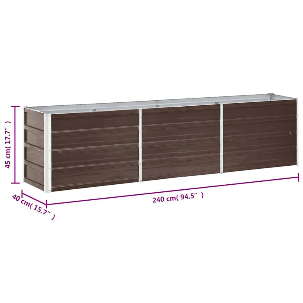 Generico Letto Rialzato in Acciaio Zincato 240x40x45 cm Marrone,Casa e Giardino,Prato e giardino,Giardinaggio,Vasi e fioriere-47046
