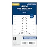Filofax Calendar Diary Refill, Personal/Compact Size, Week on One Page, White Paper, Unruled, English, 2025 (C68426-25)