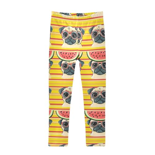 Wusikd Pug Dogs Girls' Leggings Toddler Doodles Big Eyes Kids Yoga Pants Dance Active Tights 4T