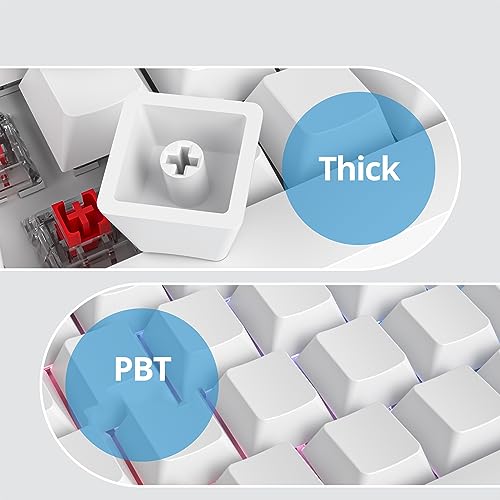 Image of Fogruaden Blank Keycaps, Thick PBT White Keycaps, Cherry Profile, Minimalist White, 128 Key, Custom Keycap for Mechanical Keyboard