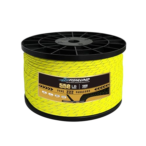 FISHLUND Reflective Paracord 550 lb, 7 Strand Paracord Rope 1000ft