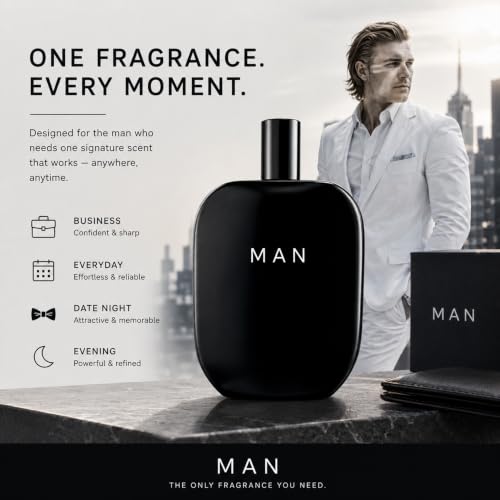 Image of Fragrance One MAN for Men 3.4 Fl Oz | Extrait de Parfum by Jeremy Fragrance, versatile masculine signature scent with bergamot, for work, travel, dates & evenings
