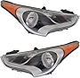 Garage-Pro Headlight Assembly Compatible with 2012-2017 Hyundai Veloster Halogen, Standard Type, Non-Turbo, Set of 2, Driver and Passenger Side,Clear Lens