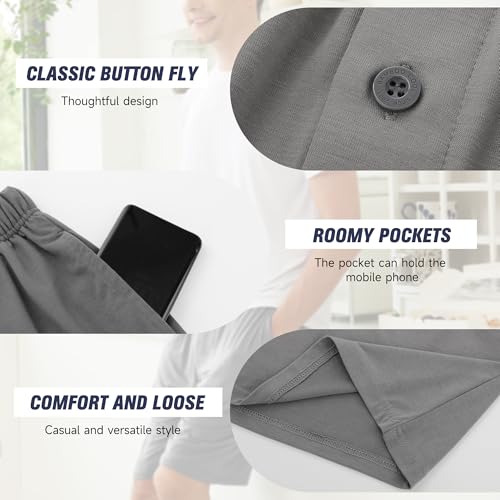 BAMBOO COOL Men's Pajama Bottoms Soft Comfy Breathable Lightweight Sleepwear Lounge Pajamas Shorts with pockets 2 Pack4