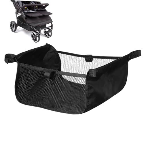 Yardwe Baby Stroller Organizer Basket Storage Bag for Toddler Stroller Under Basket Replacement Black Mesh Storage and Shopping