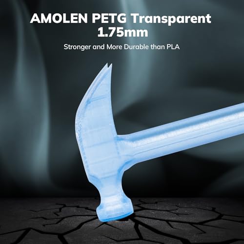 Image of AMOLEN Rapid PETG Transparent 3D Printer Filament 1.75mm + /-0.02mm,Transcucent petg 500mm /s High Speed Strong Toughness Sky Blue 1KG /2.2lb
