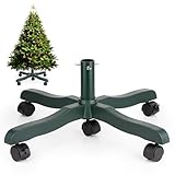 GuuG Christmas Tree Stand Base: Rolling Christmas Tree Stand for Artificial Fake Tree Xmas Tree Stand with Wheels Holder Replacement up to 6ft, Fits 1.4 Inchs Tree Pole, 23' Tree Foot Diameter (Green) 224511W