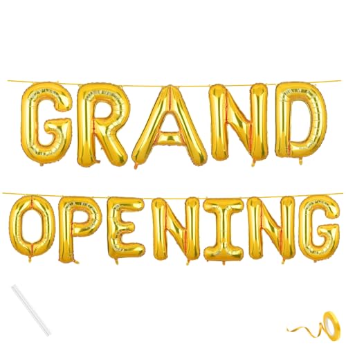 Image of Grand Opening Banner Gold for New Home Office Shop Temple Foil Balloon Decoration Decor Celebration Golden