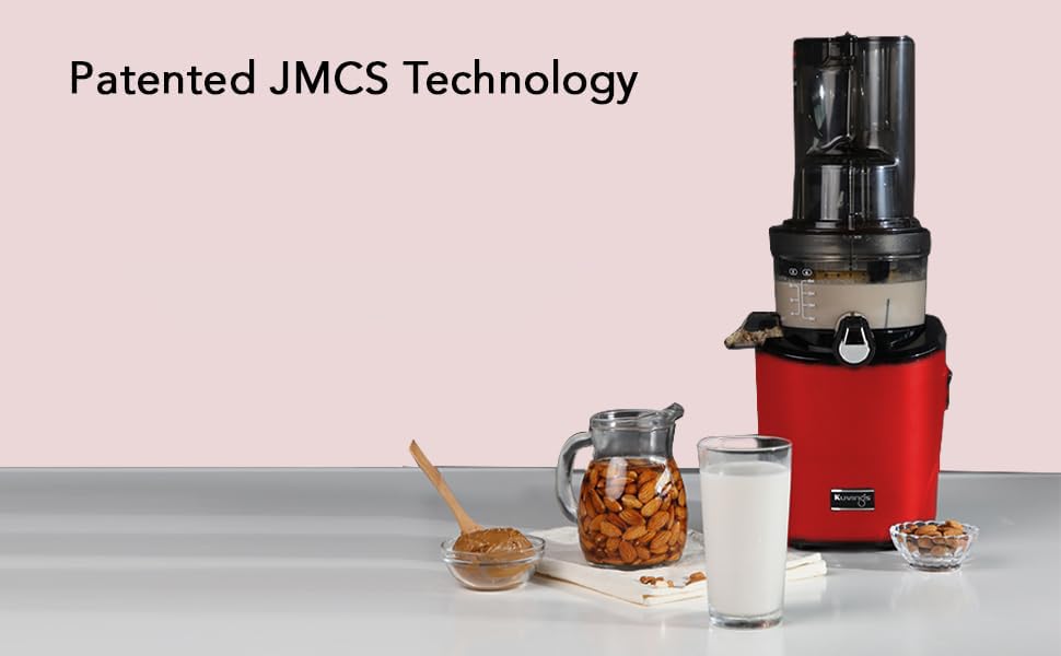 Image of Kuvings REVO Series Professional Cold Press Whole Slow Juicer, World's First Juicer with Patented Automatic-Cutting Auger to reduce preparation time and Advanced Rubber & Silicon-Free Technology, 12 Years Warranty, All-in-1 Fruit & Vegetable Juicer, Home Service Across India (REVO830 Red + Smoothie & Sorbet)