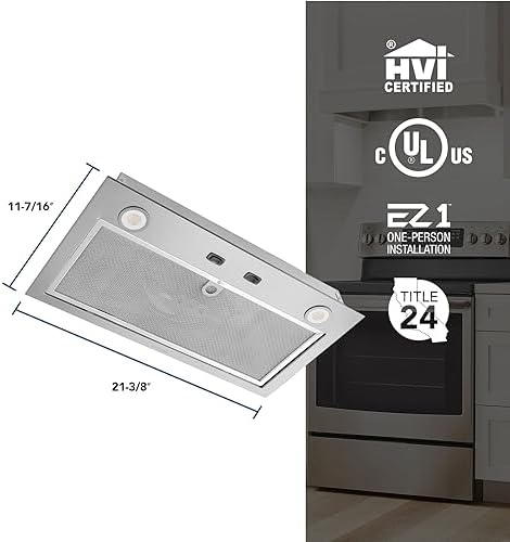 Broan-NuTone PM300SS Custom Power Pack Range Hood Insert with 2-Speed Exhaust Fan and Light, 300 Max Blower CFM, Stainless Steel, 21-Inch Built - 3
