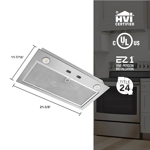 Image of Broan-NuTone PM300SS Custom Power Pack Range Hood Insert with 2-Speed Exhaust Fan and Light, 300 Max Blower CFM, Stainless Steel, 21-Inch Built
