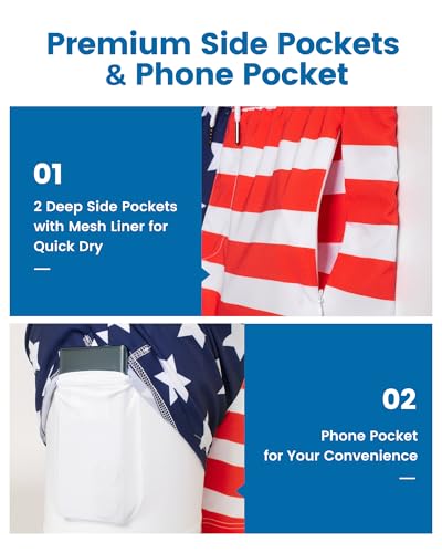 Image of maamgic Mens Swim Trunks with Compression Liner 5 Inch, Quick Dry Bathing Suit with Zipper Pockets, No-Chafing Swim Shorts