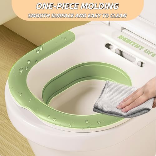 Faltbares Sitzbadewanne,Aufhängbar Sitz Bath,Sitzbad für die Toilette mit Spülung,Sitzbad für die Toilette mit Handspülpumpe für Hämorrhoiden Wochenbettpflege Schwangere und Ältere Menschen