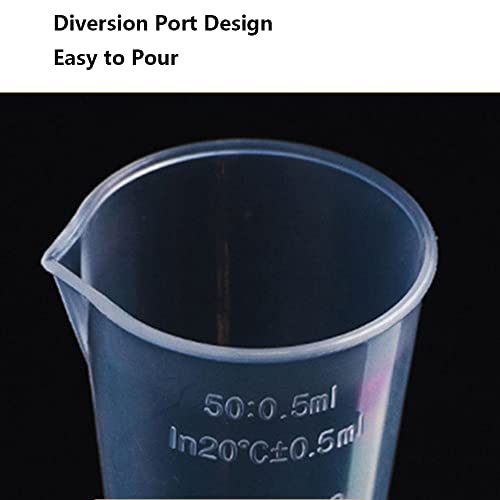 SEIWEI 2PCS Plastic Graduated Beakers Transparent Lab Measuring Cup 50ml Capacity Clear Plastic Liquid Cup Container for or Laboratory, Science Experiments