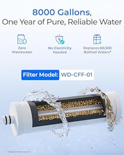 Waterdrop WD-CTF-01 Countertop Filtration System, 304 Food-Grade Stainless Steel, 6-Stage Faucet Water Filter, Long-Lasting Life, Reduces 99% of Chlorine, Heavy Metals, Bad Taste (1 Filter Included)