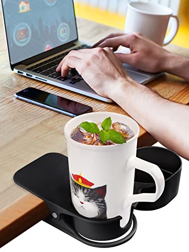 Kalolary Drinking Cup Holder Clip, New Type Chair And Table Bottle Cup Clip The Diy Glass Clamp Water Coffee Mug Holder Clip With Extra Storage Tray Design For Home & Office, Black #TOP4