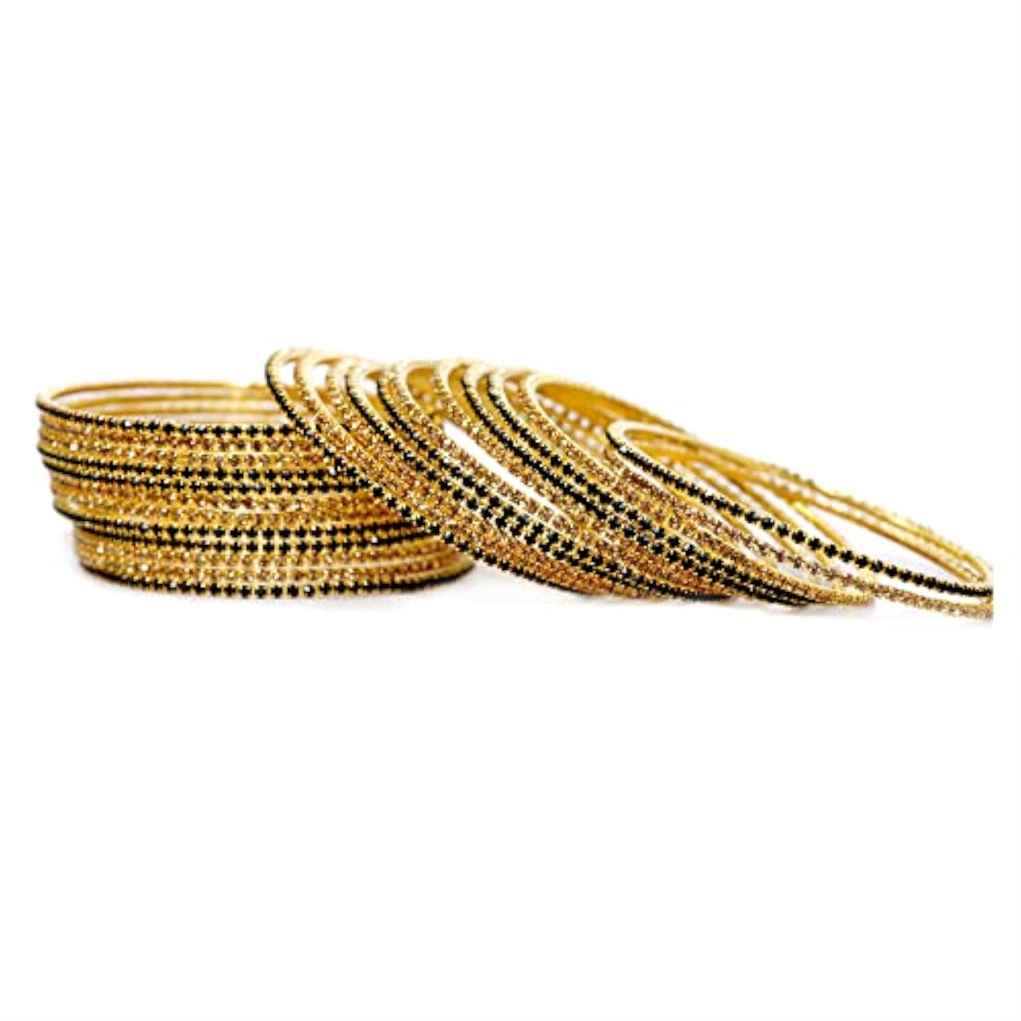 Zircon Gemstone Studded Glossy Finished Bangle Set, Pack Of 24