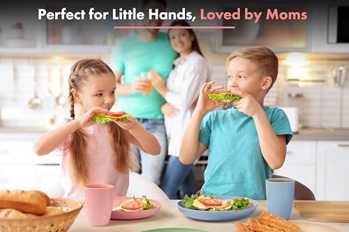 FOODLE Wheat Straw Dinnerware Sets - (28pcs) Lightweight & Unbreakable Dinnerware Set - Microwave and Dishwasher Safe - Eco friendly & Reusable Plates, Cups, Bowls and Cutlery - Great for Kids & Adult