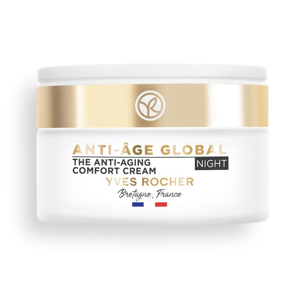Yves Rocher Age Global Anti-Aging Comfort Night Cream, Botanical Nectar Face Cream for Mature Skin, Smooths Wrinkles & Restores Radiance, 1.7 fl oz